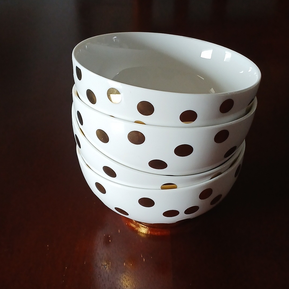 Nicole Miller HOME Gold Polka Dot Bowls